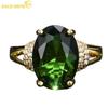 Classic Copper Alloy The Oval Green Zircon Ring Ladies Jewelry Wedding Promise Party Gift