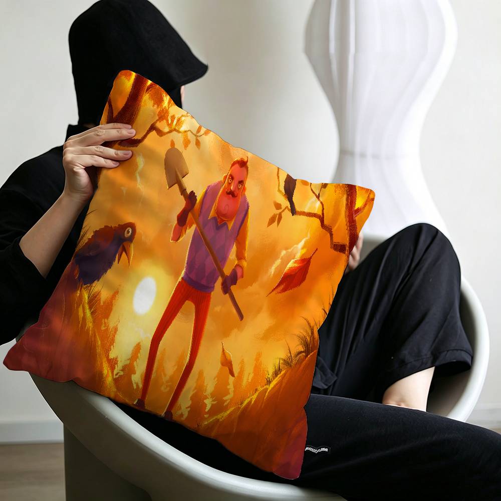 Game Hello NNeighbor Cushion Cover Car Throw Pillow Case For Sofa Car Christmas Gift xcm xcm