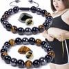 Браслеты из натуральных бусин черного обсидиана, гематита, тигрового глаза для мужчин для магнитной защиты здоровья, для женщин для похудения, ювелирные изделия в подарок