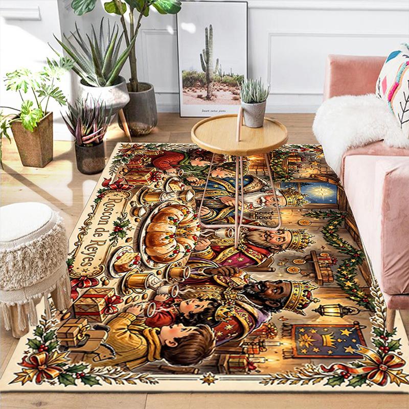 1Pc Christmas Night Celebration Rug Office Carpet Indoor Outdoor Doormat Nonslip Soft And Comfortable Living Room Christmas Halloween Gift D91823