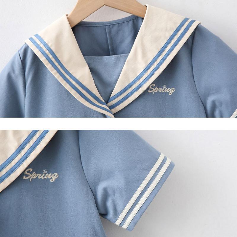 Весна и лето Новое платье принцессы с коротким рукавом и воротником для девочек