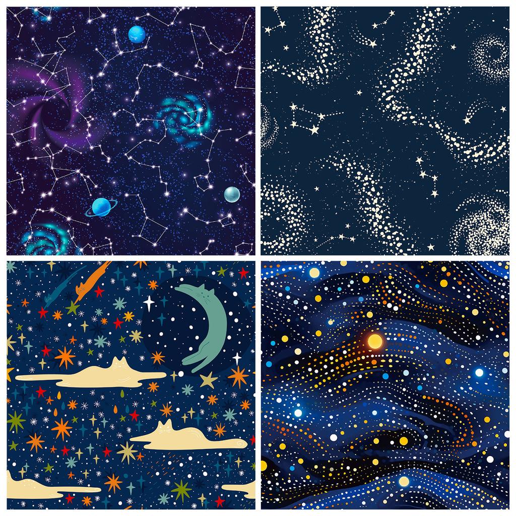 12 Sheets/Pack Vast Starry Sky Gift Outsourcing Guka Handbook Cut Bottom Paper Material Paper