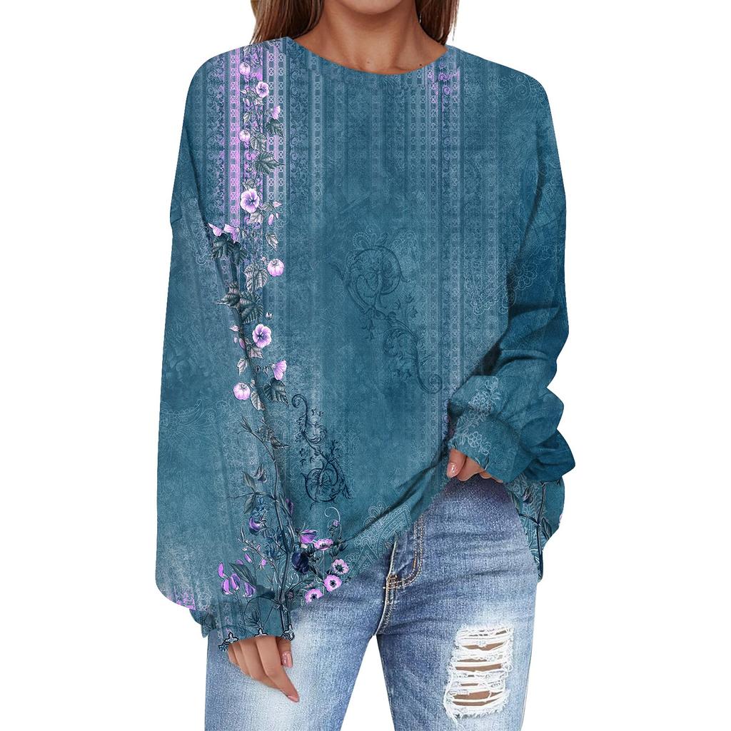 Oversized Sweatshirt For Women Crewneck Printing Long Sleeve Shirts Sweatshirt