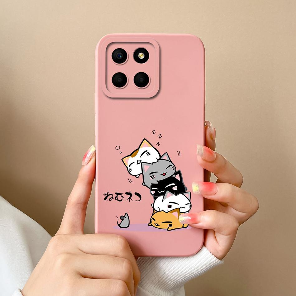 For Huawei Honor X6 X6S X6A Case Cartoon Liquid Silicone Full Coverage Anti Drop Phone Shell For HonorX6 X 6 X6 S A Bumper Funda
