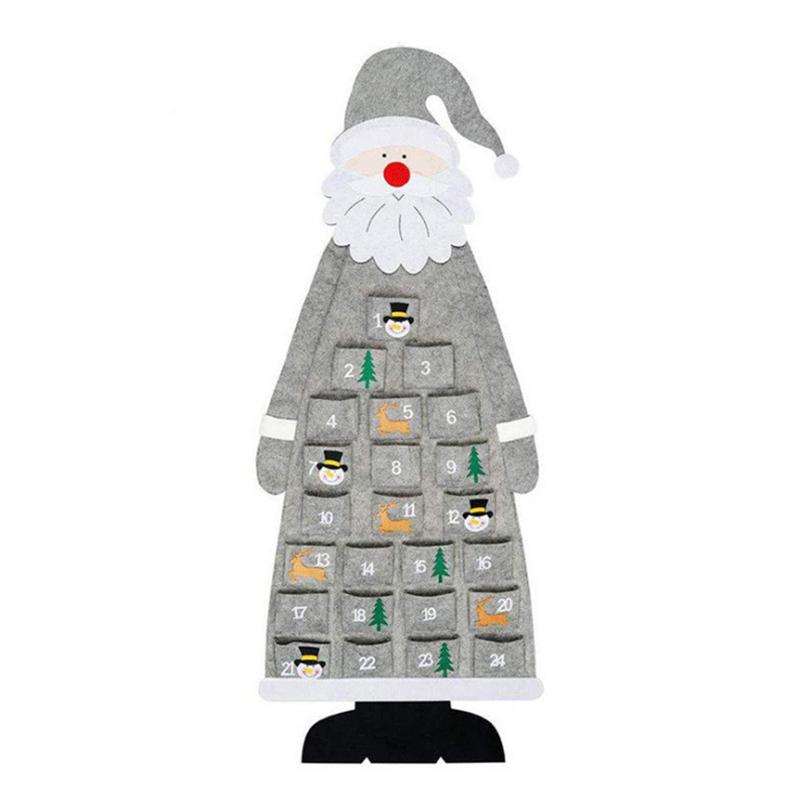 1PC 24 Days For Children Christmas Gift DIY 2024 Christmas Santa Calendar Felt Wall Hanging