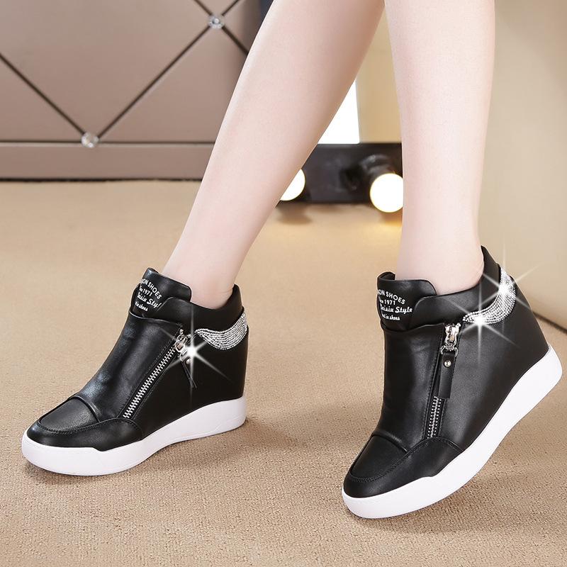 Fashion High Quality Women's Small White Shoes High Heels Sneaker Outdoor Casual Leather Sports Platform Shoes