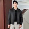 Beast King Men's Winter Sheepskin Stand Collar Business Casual Cotton Jacket Leather Coat