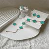 15mm Four Leaf Clover Jewelry Set In Titanium Steel With Mother Of Pearl Inlay - Necklace Bracelet Earrings Ring Women Men