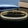 18K Gold Plated 4-prong Inlaid 4.0mm White Zirconia Golden Classic Tennis Braceletunisex, Birthday, Holiday, Anniversary Gift