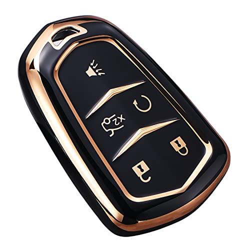Чехол для ключа Cadillac Escalade Key Fob Cover, чехол для ключа Cadillac ATS CTS CT6 STS SRX XT5 Key Fob Case Premium Soft TPU Full Protection Smart Key Holder