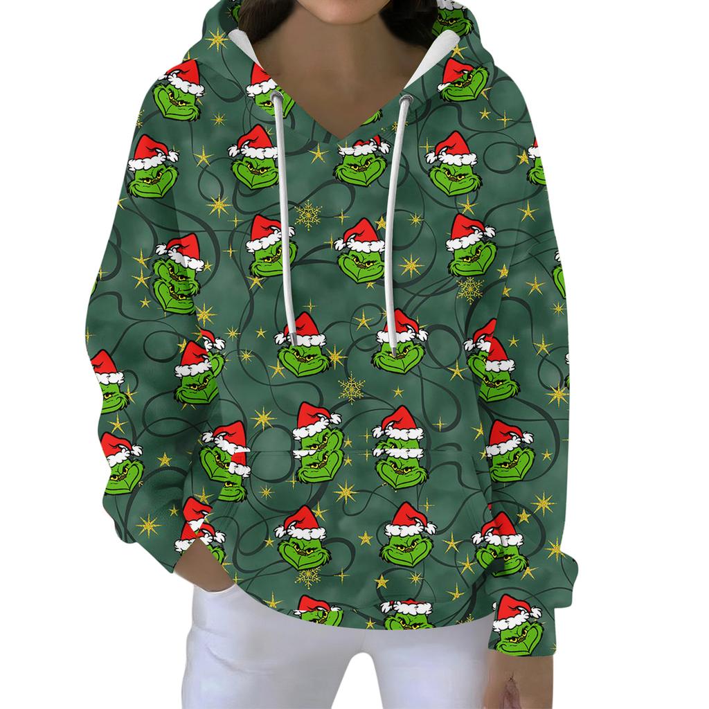 Christmas Hoodies For Women Funny Cute Printed Holiday Sweatshirt Winter Oversized Pullover Tops