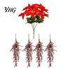 Pendant Bouquet for Window Christmas Poinsettia Hanging Garland, Artificial Silk Flowers with Red Berries Tree Decor And Greenery, 85cm Outdoor