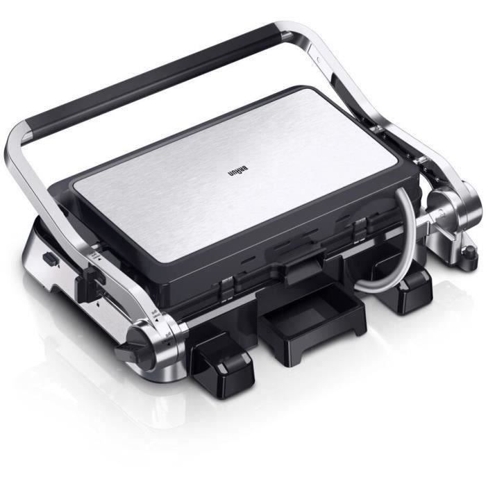 Grill multifonctions - braun - multi pro 9 - 2000 w - 3 positions de chauffe - noir / acier