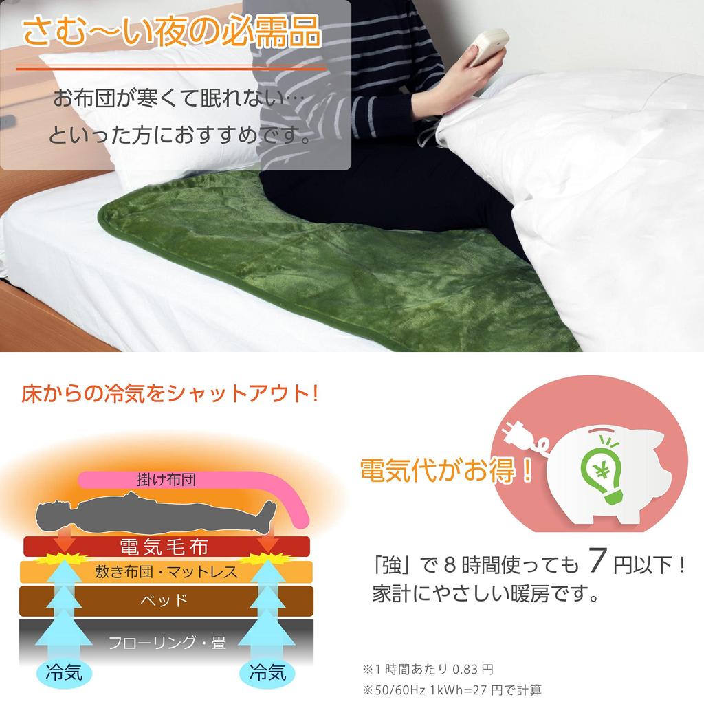 Lifejoy Electric Blanket Made In Japan 140 X 80cm Mocha Washable Flannel Energy Saving Fluffy JCA552M