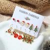 2023 New 6 Pairs of Stud Earrings Christmas Santa Stud Earrings Student Gloves Earrings Pendant Snowflake Earrings Pendant Fashion Girls Student