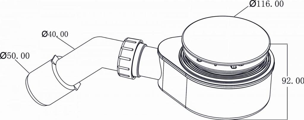 Low shower siphon 90 TADYCH chrome, self-cleaning, with elbow
