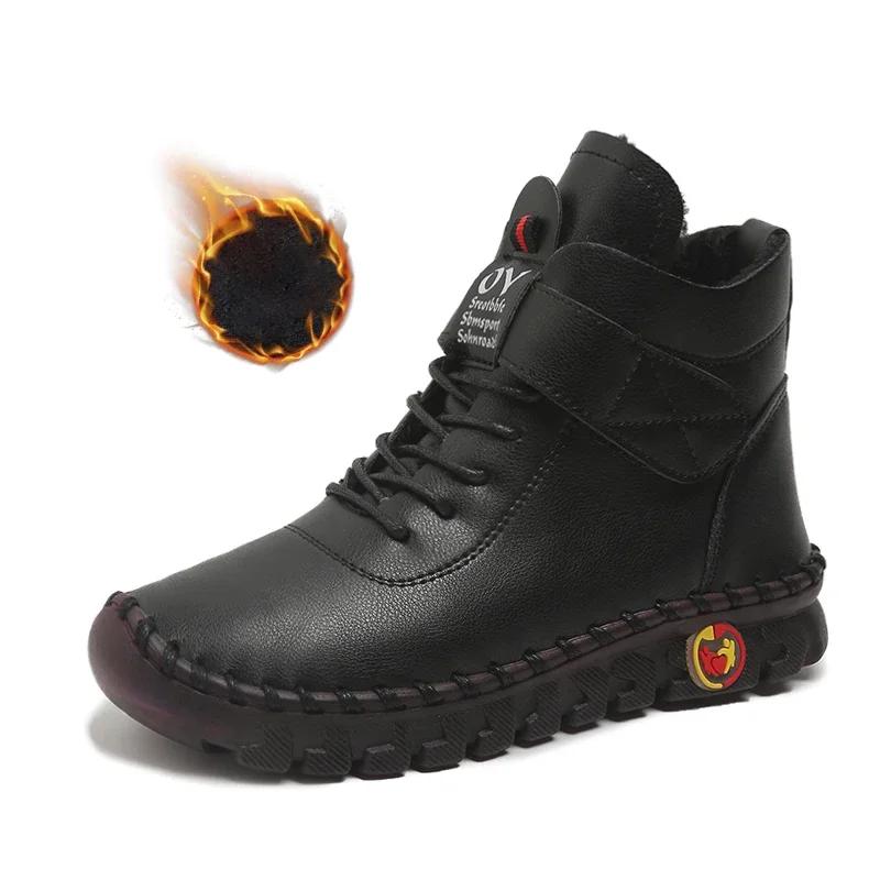 Меховые женские сапоги зимние ботильоны ручная работа нитки мама хлопок обувь для женщин водонепроницаемые короткие зимние сапоги Botas Mujer