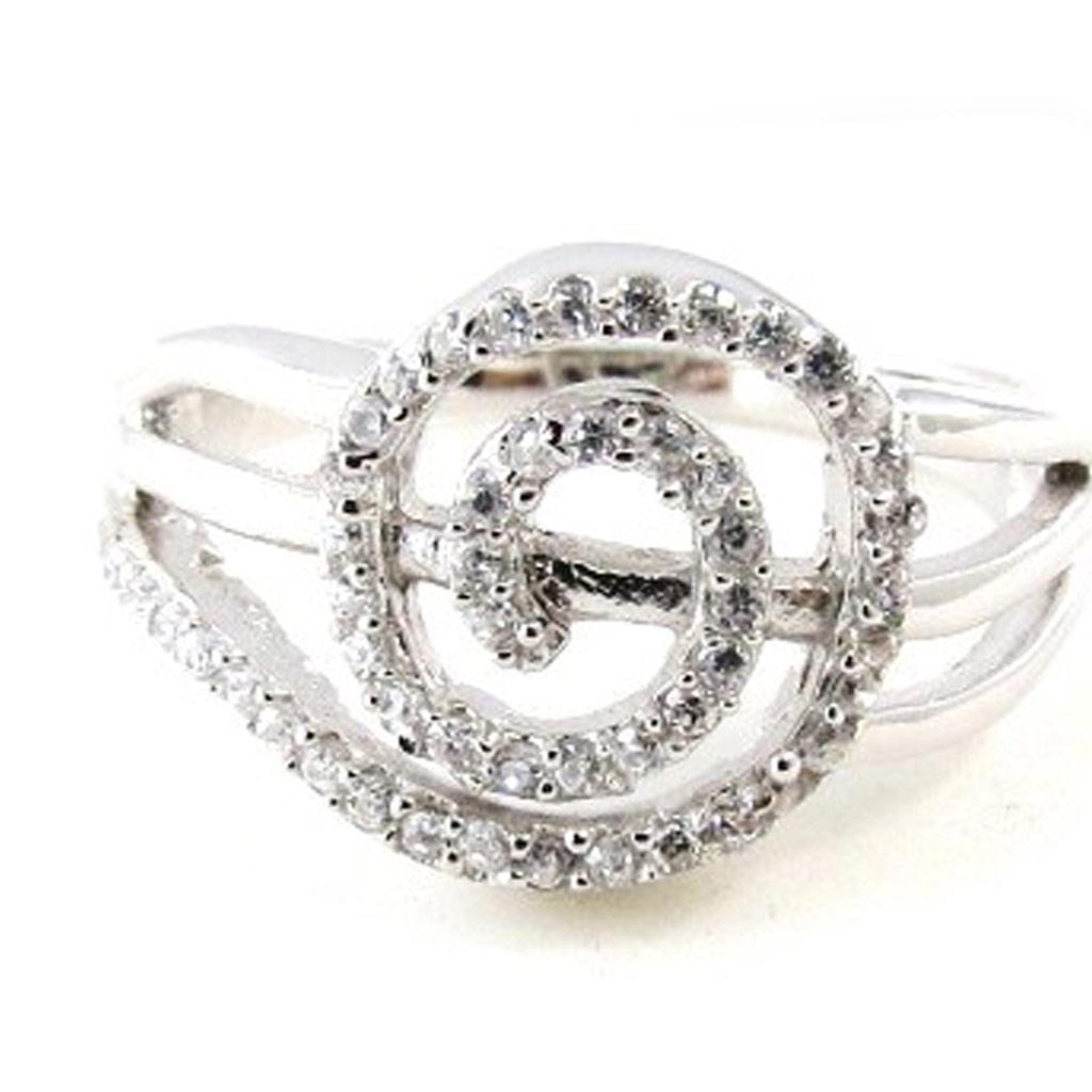 Серебряное кольцо "Богиня" белое золото (родий) - 10 мм