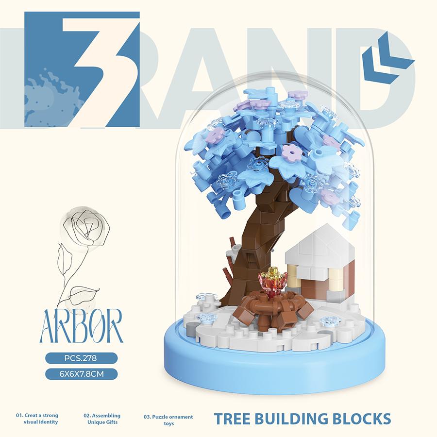 non-toxic Mini Cherry Blossom Tree House Building Block Toys Educational Kids Toys Sakura Bonsai Decorations Mother's Day gift