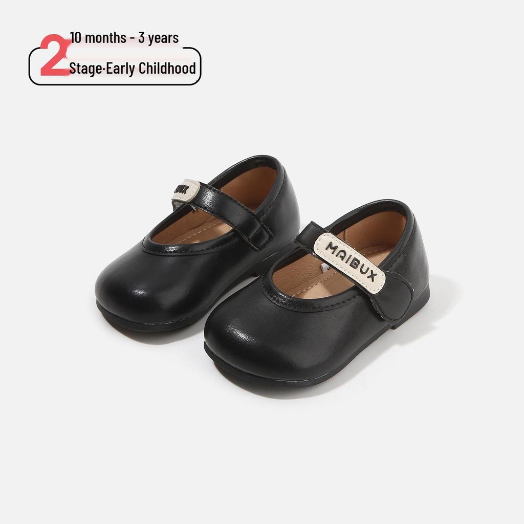 Spring 2026 Girl's First Steps Soft Sole Leather Shoes, Korean Style Fashion Princess Shoes.