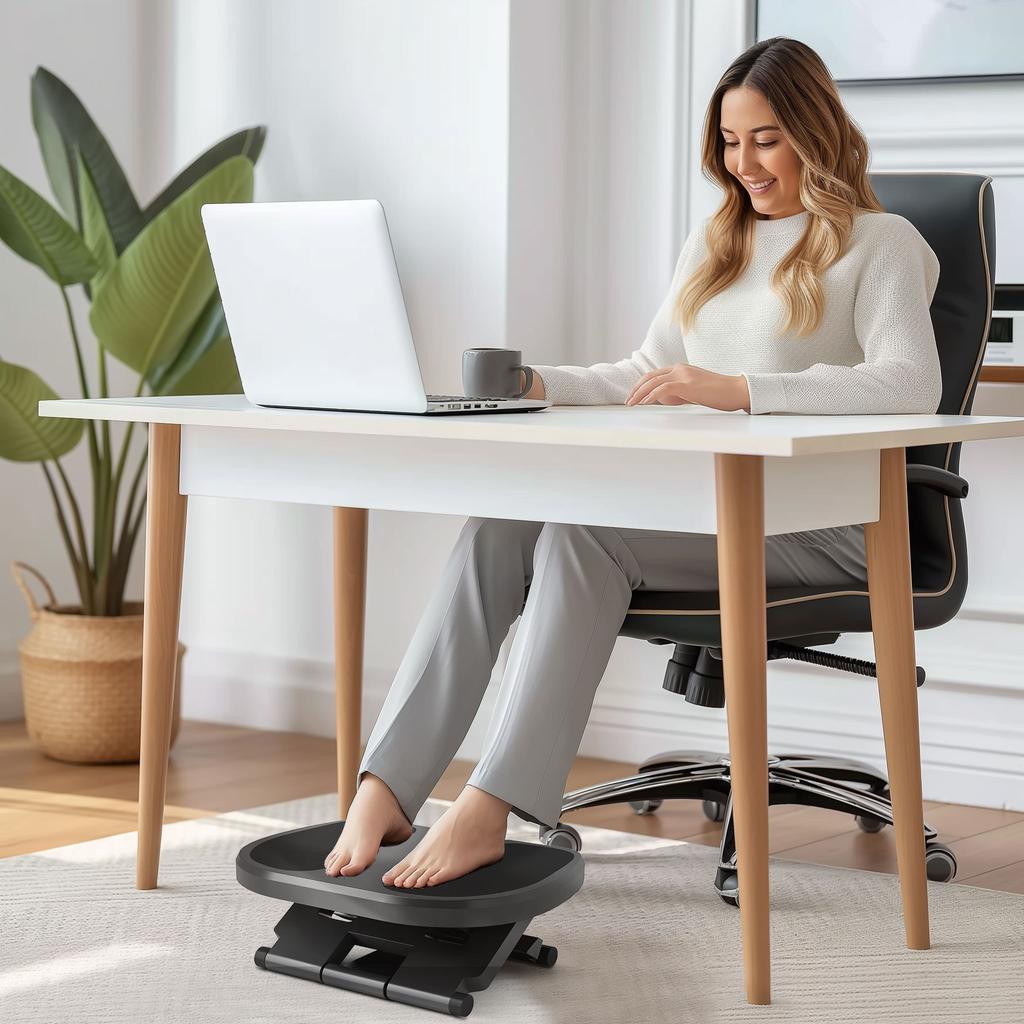 0-30 degrees Three-Height Under-Desk Support Footrest - Grey