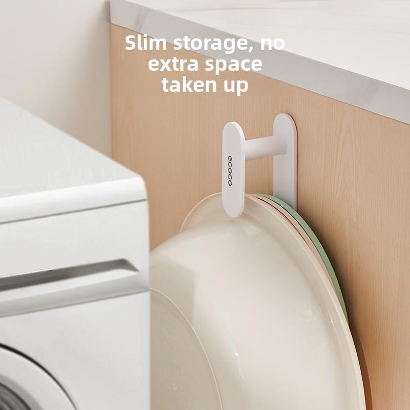 Simple White Plastic Face Basin Rack With Waterproof Design For Bathroom Organization