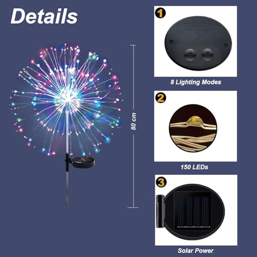 Solar-powered LED firework light color 4PCS