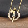Nidin High Quality Round Shape Mama Children Shine Zircon Pendant Necklace For Women Clavicle Chain Jewelry Mother's Day Gifts