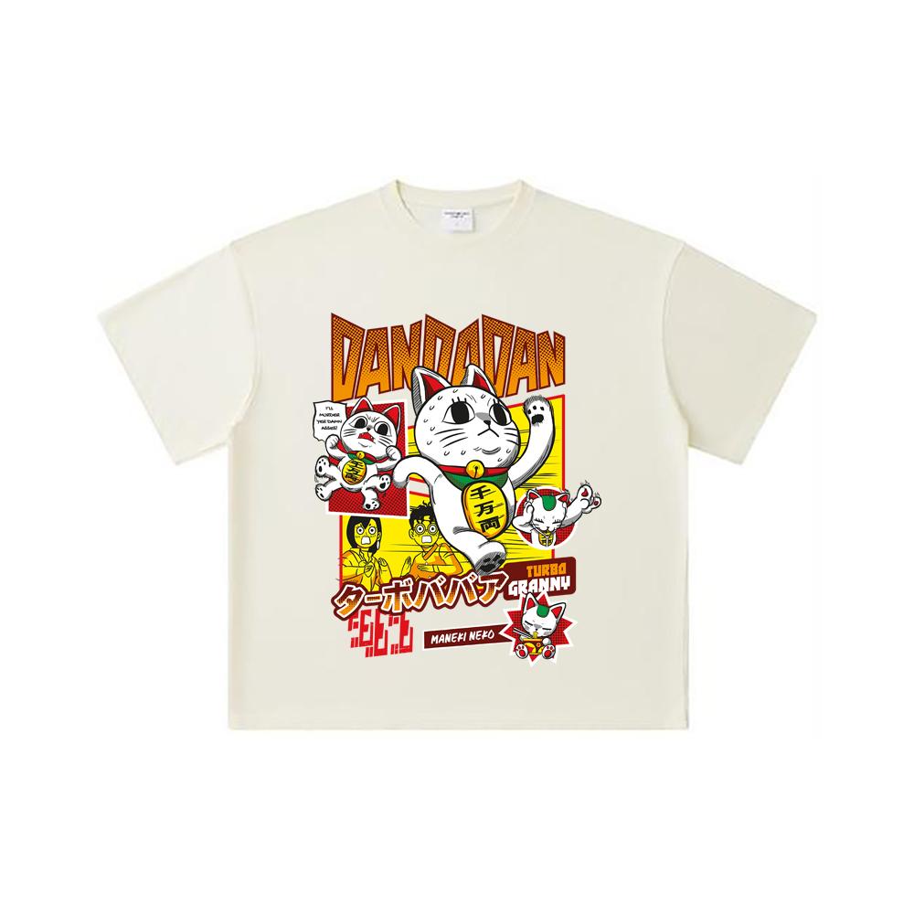 260 GSM Double Yarn 32 Count 100% Cotton Dandadan V31 Turbo Granny Print Unisex Heavy Cotton T Shirt