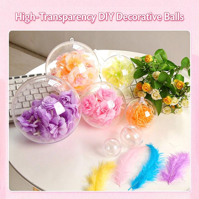 5PCS Openable Clear Fillable Plastic Ornament Balls Reusable Hanging Decor for Christmas Tree DIY Gift Making