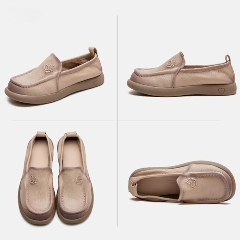 Johnature Универсальная женская обувь в стиле ретро. Лоферы из натуральной кожи. Повседневные туфли без шнуровки на плоской подошве с круглым носком и мягкой подошвой.