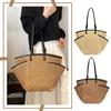 Women Straw Woven Tote Bag Summer Beach Bags Large Capacity Beach Vacation Shoulder Bag Multi Pockets for Outdoor Travel