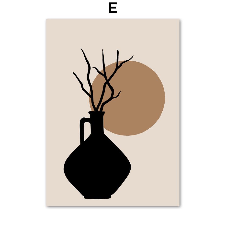 Абстрактные Бохо Радуга Ваза Растение Лист Линия Плакаты И Принты Холст Картина Скандинавские Настенные Картины Для Декора Гостиной