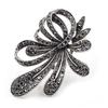 New Rhinestone Black Flower Brooches for Women Vintage Antique Pin Elegant Exquisite Broches New Year Gift