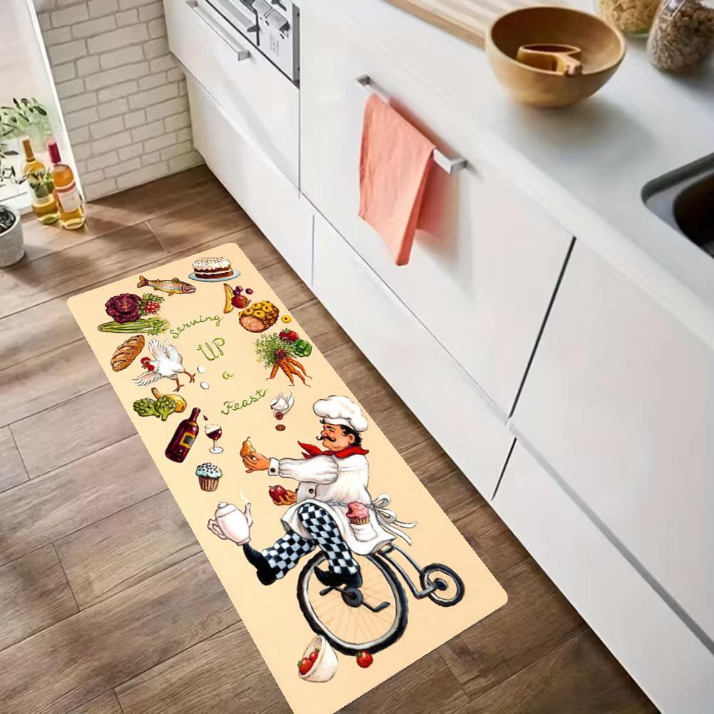 Chef Wine Kitchen Floor Mat Nonslip Washable Soft Carpet Doormat Suitable For Bedroom Living Room Kitchen And Bathroom Home Decor