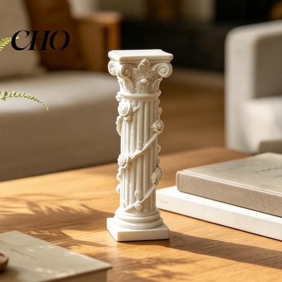 Non-discoloring Ornament White Corinthian Column Ornament, 3D Printed Flower Vine Statue, Desktop Roman for Home Desk Shelf Decor Matte Decoration