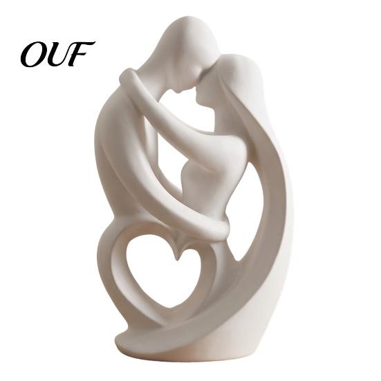 Unique Wedding Gift Ideas 3D Printed Abstract Couple Embrace Statue, Heart Hollow Love Figurine, Minimalist Creative DIY Hand Painting Crafts