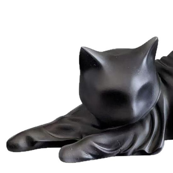 Черная статуэтка кошки-призрака из смолы, фигурка кошки-призрака на Хэллоуин, готическая скульптура кошки для украшения дома, каминной полки, шкафа