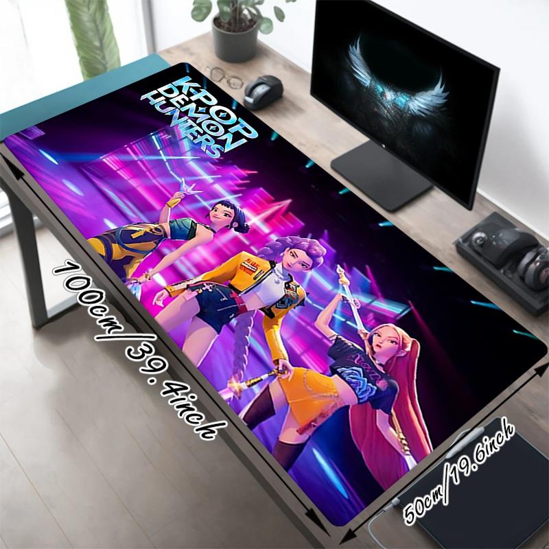 1Pc Kpop Demon Hunters Gaming Mouse Pad Keyboard Desk Mat Non-slip Rubber Lock Edge Waterproof Computer Mousepad for Office Home Decor S1876