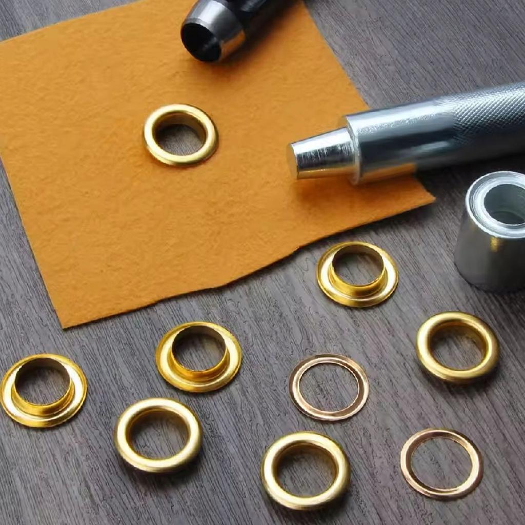 Rosfix Złoty Zestaw Oczek do Plandek 12mm – 100 Metalowych Oczek z Dziurkaczem i Zakuwakiem | Odporne na Korozję | Do Namiotów i Banerów