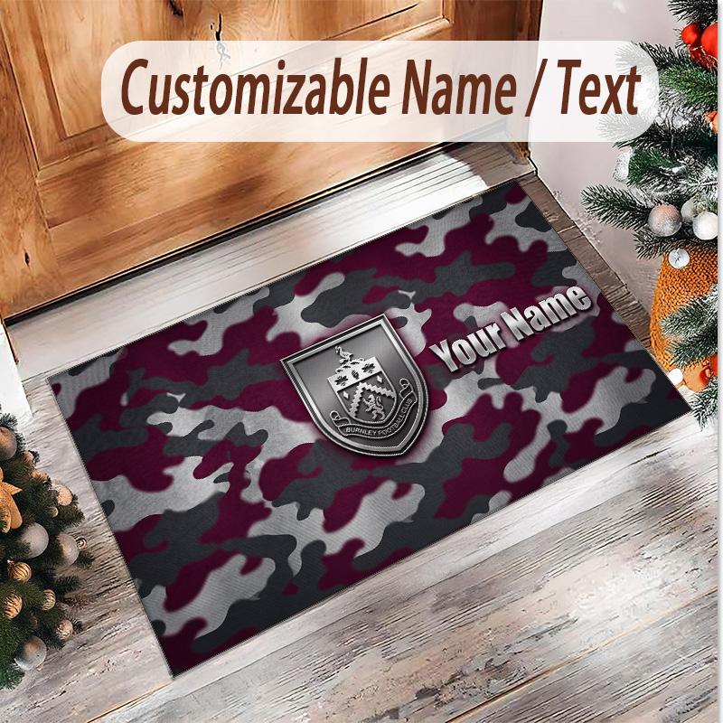 Personalized Crystal Velvet Carpet Burnley Football Pattern Non Slip Floor Rug