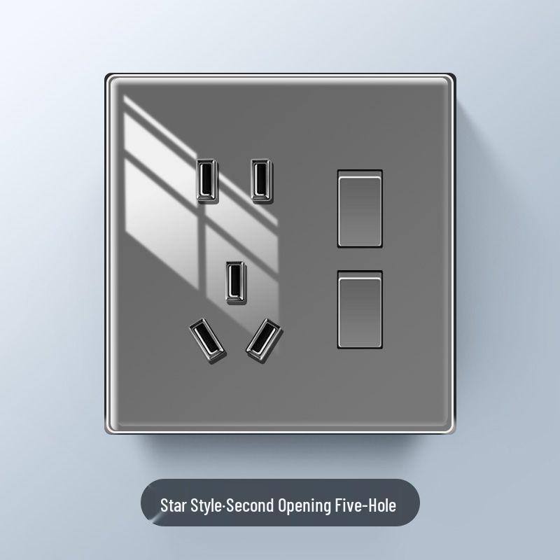 Серия Звезда Глянцевый 86 Тип Двойной Выключатель Розетка Комплект