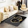 King and Queen Crown Area Rug Romantic Gold White Loving Heart Rugs for Living Room 39"x59",Couple Lover Gray and Black Washable Rug,Wedding