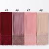 Solid Color Silk Scarf Lace Edge Ramadan Headscarf Versatile Headwraps  Women Headwear
