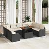 10-piece Garden Sofa Set with Black Poly Rattan Cushions, 2-seater Garden Sofa with Storage and Cushions 3358238
