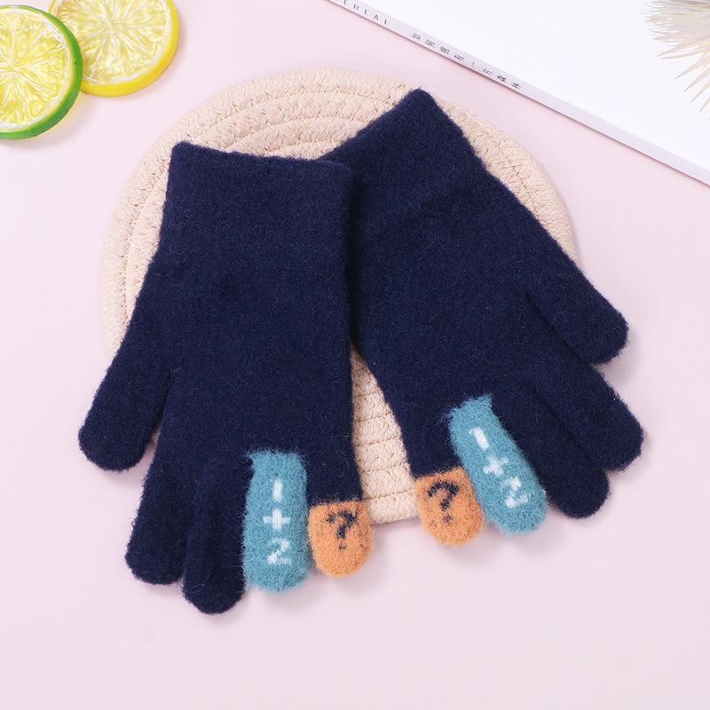 New Outdoor Cold-proof Knitted Warm Children's Gloves Cute Thickened Plush Bunny Finger Gloves