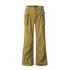 Unisex Vintage Washed Cotton Cargo Pants Loose Fit Multi-Pocket Workwear Style Straight Leg Trousers
