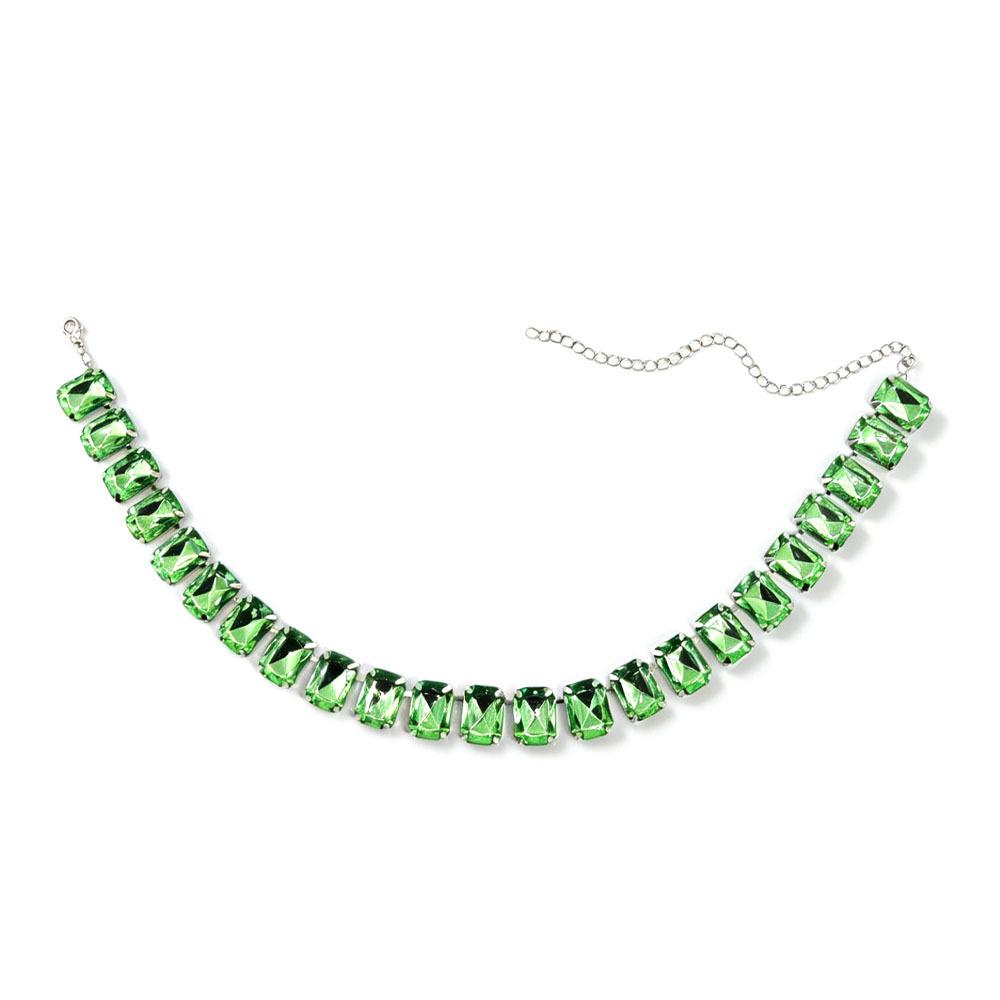 Square Colorful Crystal Choker Necklace Light Luxury for Women Party Gift
