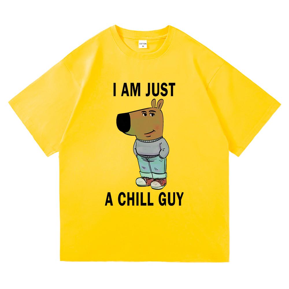 Я просто расслабленный парень Футболки Летняя мода Мужская/Женская Эстетичная Смешная Милая Футболка Высокое качество Мультяшная Винтажная Хлопковая Футболка