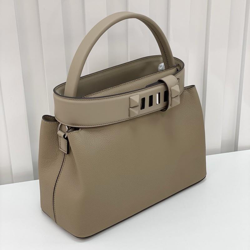 2026 Womens Top Grain Leather Bucket Bag With Swift Accents Detachable Strap Medium Size Daily Wear